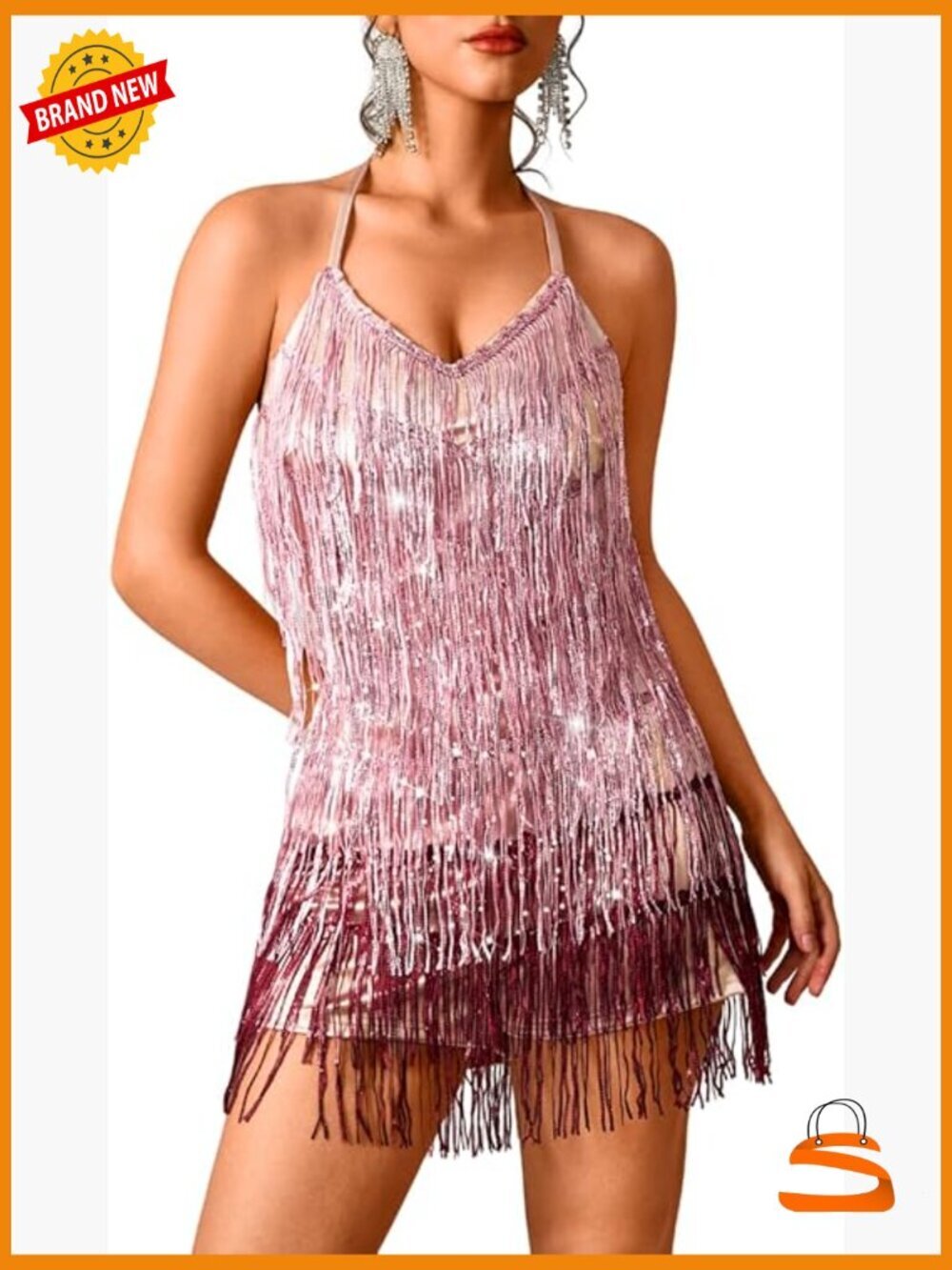 Glitter Romper Dress Open Back Short Jumpsuit Concert Rave Festival